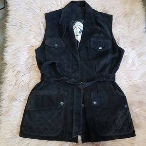 Springwest vintage black western  suede vest. M